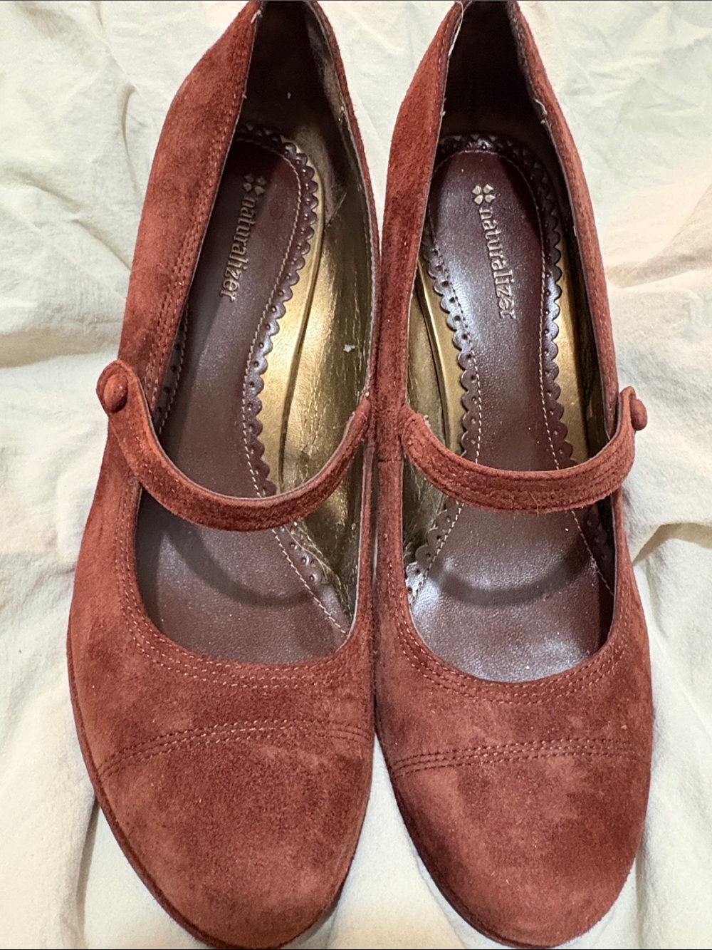 Naturalizer Women's Suede Mary Jane Heels in Rust
